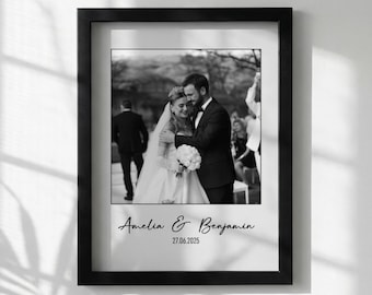 Stampa fotografica personalizzata per coppia / Regalo per anniversario di matrimonio / Ritratto moderno in bianco e nero / Decorazione personalizzata per fidanzamento