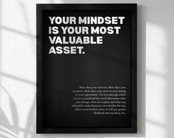 Your Mindset Is Your Most Valuable Asset Poster | Powerful Motivational Wall Art | Success Quote