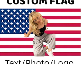 Custom Pink USA with Your Photo, Custom Text Logo Photo Tapestry, Personalized Tapestry Design Your Image, Birthday Gift for Her