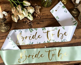 Customizable Wedding Bride to Be Sage Sash, Perfect for Hen Night, Bachelorette Party, Bridal Shower & Engagement, Bridal Shower Keepsake