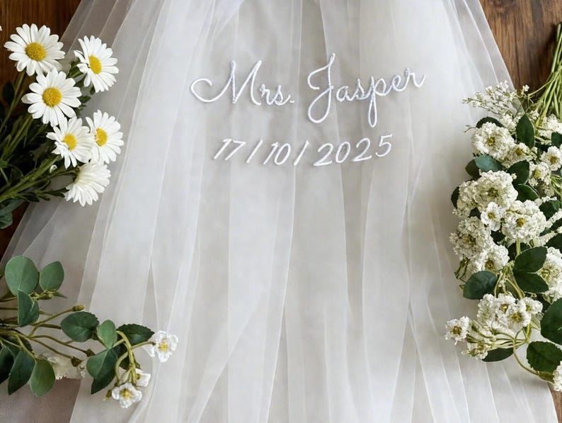 Personalized Bridal Veil –personalized Embroidery Personalized Bachelor ...