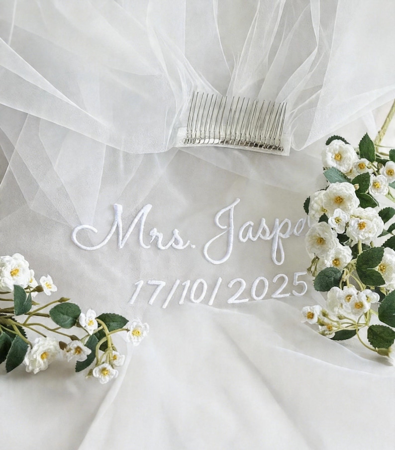 Personalized Bridal Veil –personalized Embroidery Personalized Bachelor ...