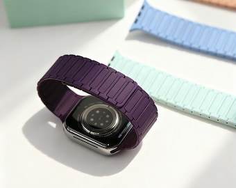 Magnetic Silicone Apple Watch Band for Women, Apple Watchband Elastic, Sport Strap for Apple Watch Series 11/10/9, Valentine's Day gifts