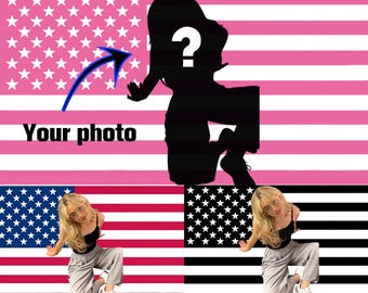 Custom Pink USA with Your Photo, Personalized Tapestry Design Your Image, Photo Tapestry Bedroom Decor, Pink American Flag, Gift for Her