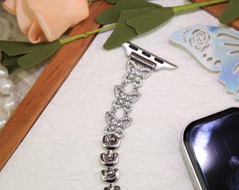 Pearl Apple Watch Band,  Vintage Silver Gold iWatch Strap, Luxury Charm Bracelet for Apple Watch Series 11 10 9 8 7 6 5 SE, Gift for Her