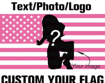Custom American Flag with Your Photo, Custom Text Logo Photo Tapestry, Personalized Image Tapestry Wall Decoration for Dorm, Birthday Gift