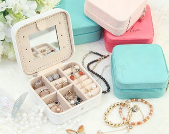 Portagioielli con nome personalizzato, portagioielli per damigelle d'onore, regalo per lei, portagioielli da viaggio, regali per damigelle d'onore, regalo per damigelle d'onore, custodia da viaggio