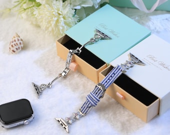 Silver Diamond Apple Watch Band for Women, Boho Bracelet Strap, Jewelry Watch Band, Apple Watch Band Series 11/10/9/8/7/6/5/4/3/SE/Ultra