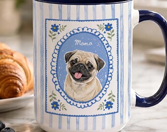 Taza personalizada con diseño de perro, taza con retrato de perro en acuarela a partir de una foto, taza de café para amantes de las mascotas.