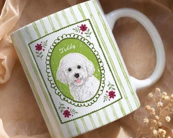 Taza personalizada con retrato de perro en acuarela, taza de cerámica con retrato de perro y gato, regalo para mamá y papá.