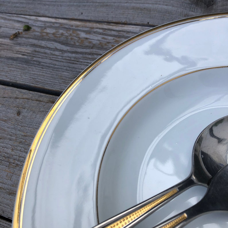 Soup/pasta Plate cockroach, 24 Cm, Porcelain With Gold Rim and Hand