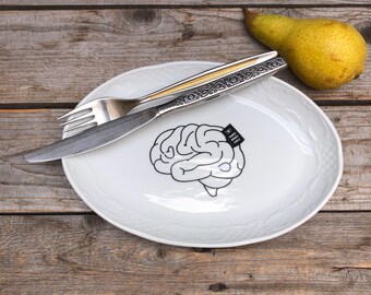Ugly Plate "Brainwash", bedruckte Keramikplatte, 23cm; für Zuhause oder zum Verschenken