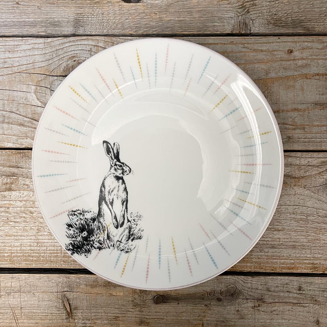 Crystal Rabbit Plate Rabbit Plate, Approx. 19 Cm in Diameter, Porcelain With Floral ...