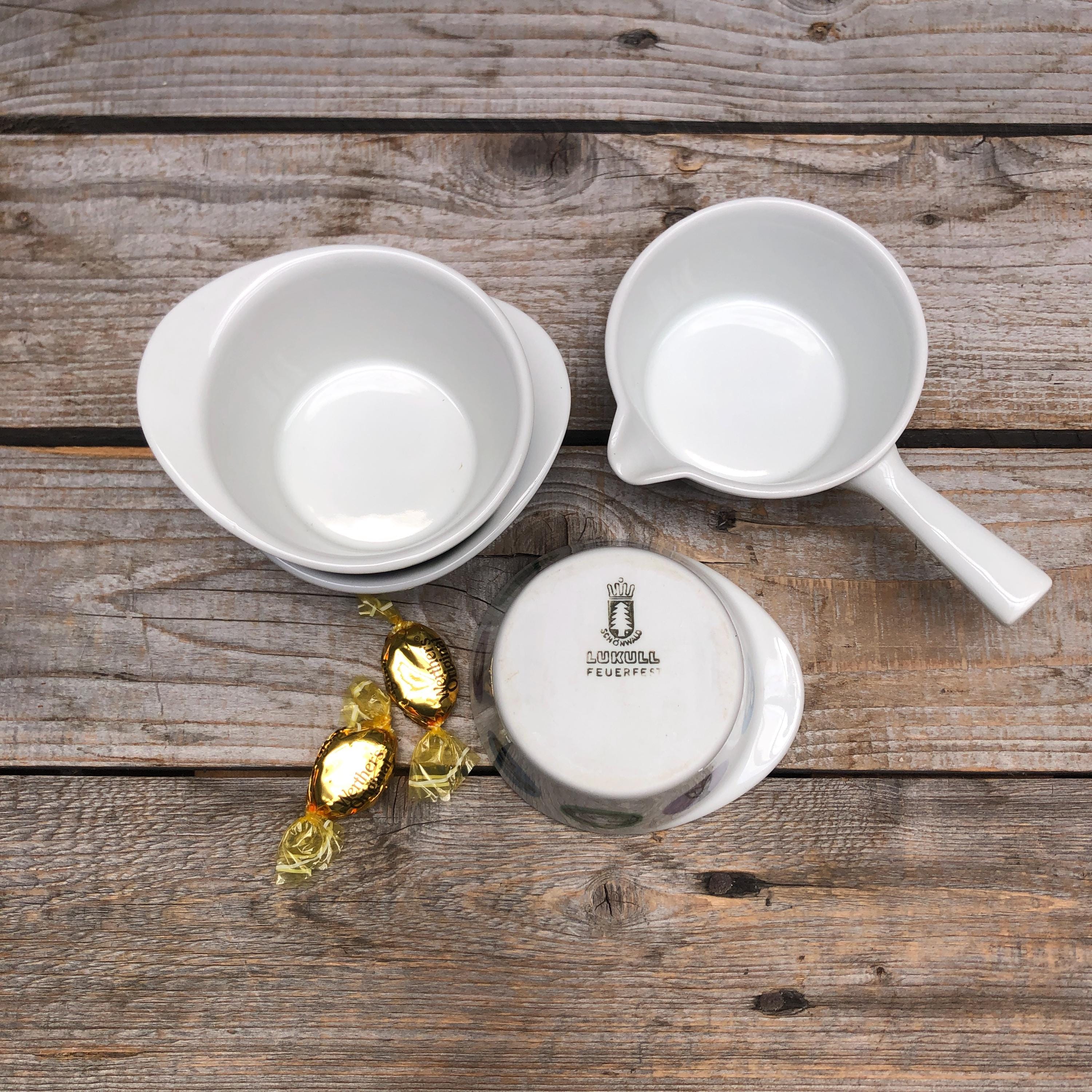 LUKULL 耐火ボウル、1950 年代シェーンヴァルト磁器、ボウル 3 個と