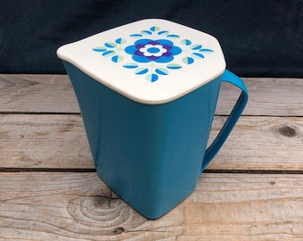 70s Pril flower plastic can/container, stylish food storage for your retro home!