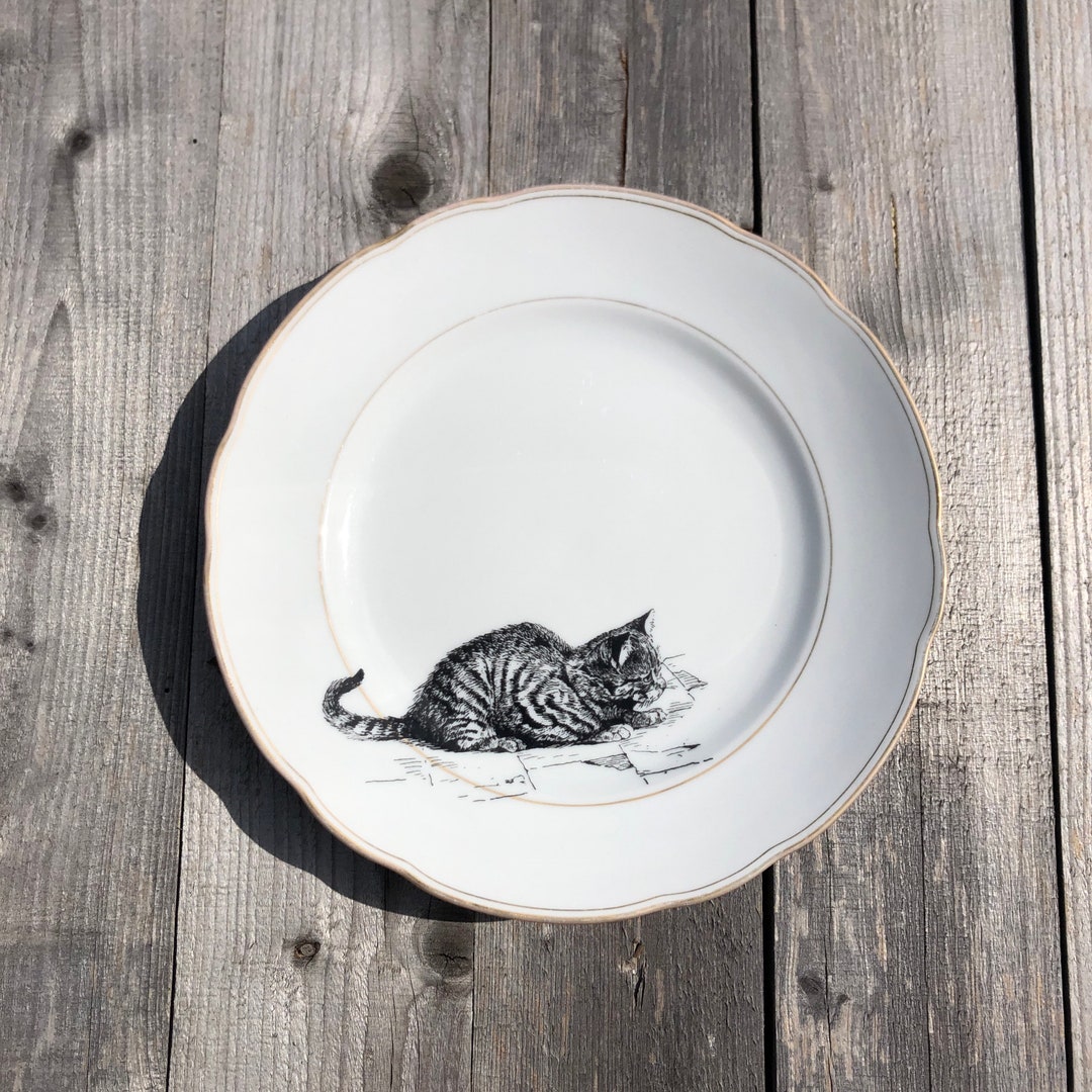 Assiette en céramique avec dessin chat - Boutique de la Cuisine