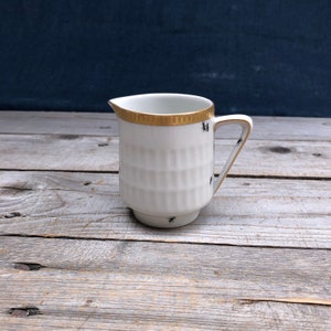 Jug &quot;Ants&quot;, vintage porcelain with gold rim and handmade motifs; surprise for garden, balcony, picnic, arbor, holiday home
