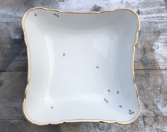 Porzellanschüssel "Ameisen" mit Goldrand, ø ca. 16/17cm, Geschenk für Zuhause, Familie und Freunde