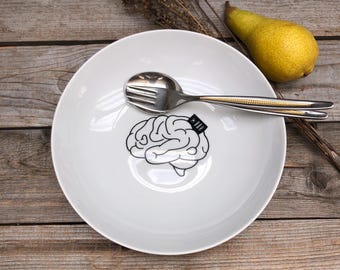 Brainwash Teller, bedruckter Pastateller, ø 20cm; Statement für Zuhause oder zum Verschenken