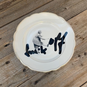 f*ckoff plate, hand-printed vintage porcelain;