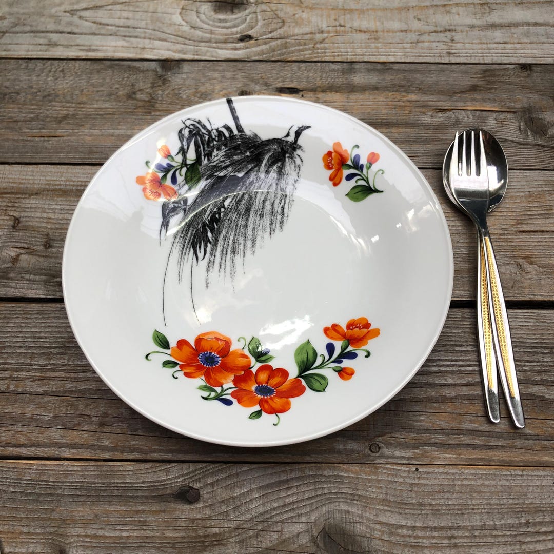 Bird of Paradise-plate, ø 24cm, High Quality Brandet Vintage Porcelain ...