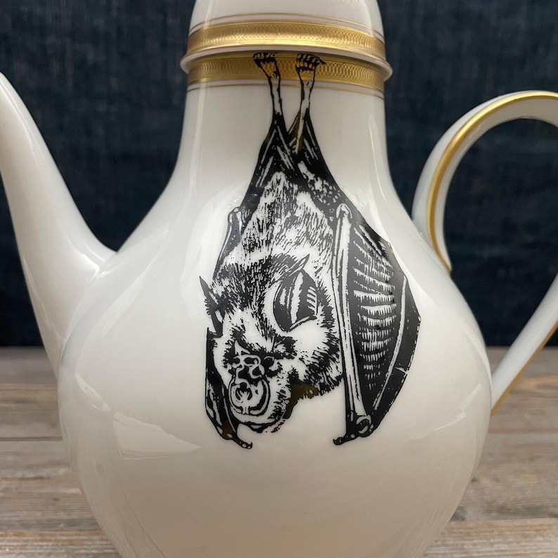 Bat-shaped Teapot, Vintage Porcelain With Hand-printed Design; - Etsy