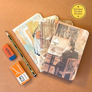 Mini Notebooks with vintage family life covers | Field Journals | Notes | Memo Books  (9x14cm)