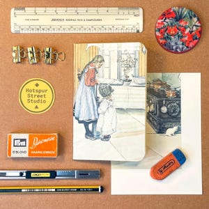 Mini album da disegno con copertine vintage a tema vita familiare / Diari di campo / Appunti / Blocchetti per memo (9 x 14 cm)