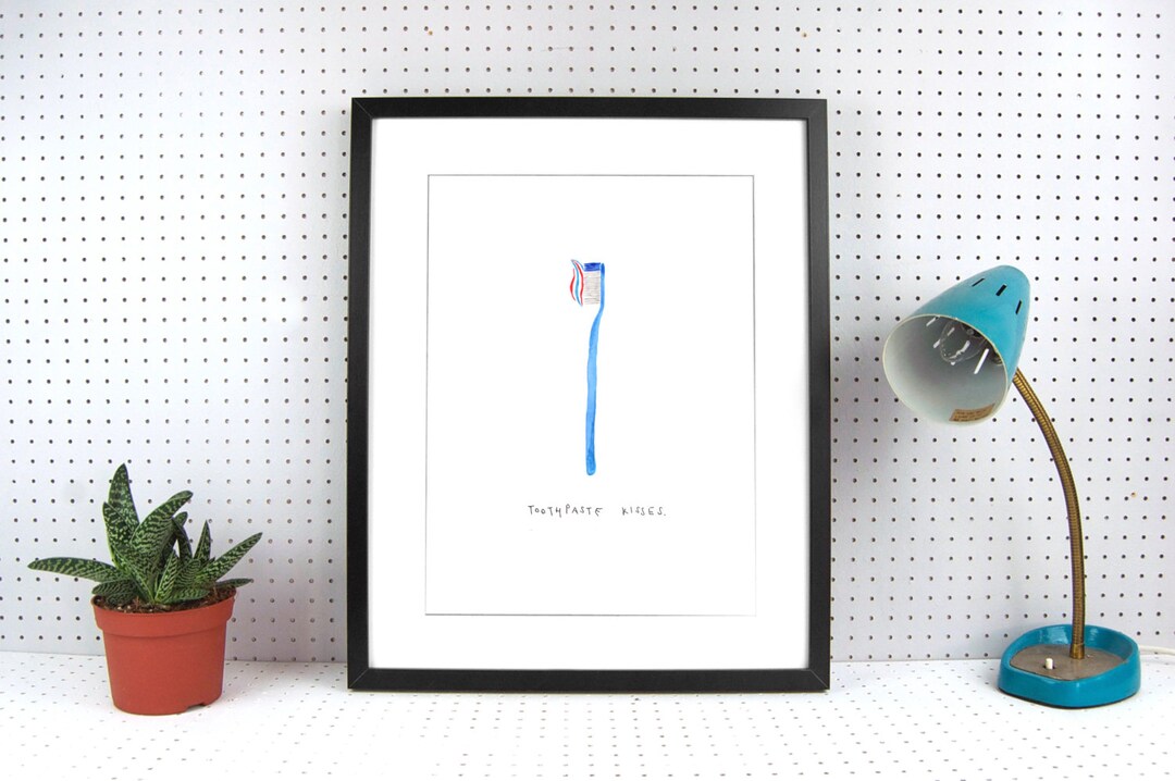 Toothbrush A4 Print Toothpaste Kisses Anniversary Etsy