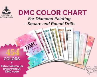 DMC Color Chart | Printable Diamond Painting Drill Organizer | Square & Round Drills | Digital Download PDF