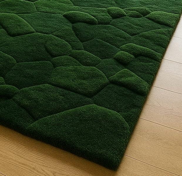 Hand-tufted Moss Green Wool Rug: 3D Textured Abstract Design - Etsy