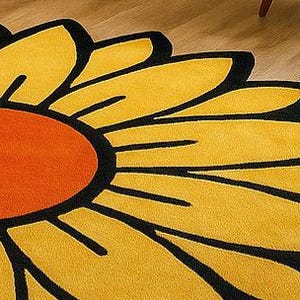Hand-tufted Wool Sunflower Rug: Cheerful Boho Decor - Etsy