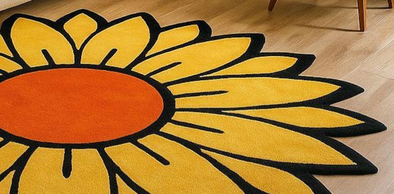 Hand-tufted Wool Sunflower Rug: Cheerful Boho Decor - Etsy