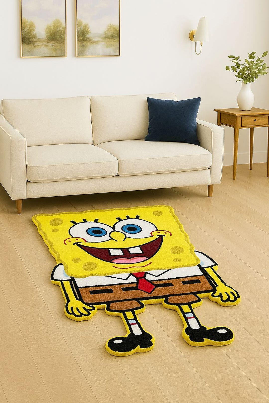 Spongebob Window Rug Hand-tufted Wool Spongebob Rug | Kids Playroom Decor - Etsy
