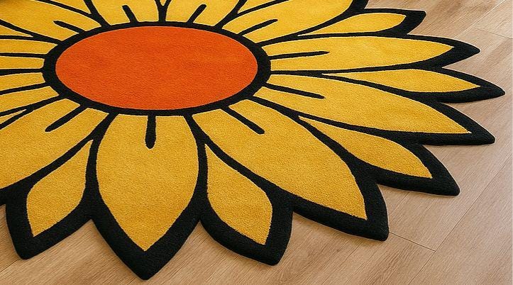 Hand-tufted Wool Sunflower Rug: Cheerful Boho Decor - Etsy