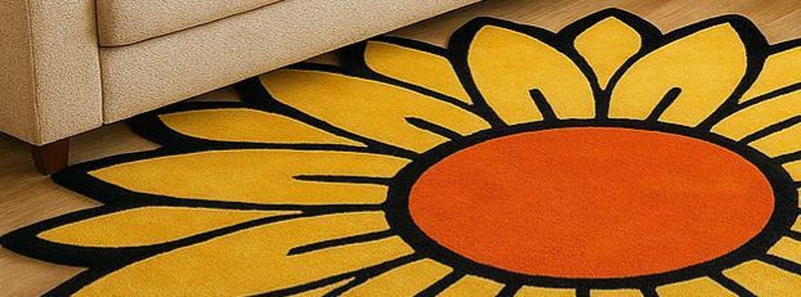 Hand-tufted Wool Sunflower Rug: Cheerful Boho Decor - Etsy