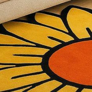 Hand-tufted Wool Sunflower Rug: Cheerful Boho Decor - Etsy