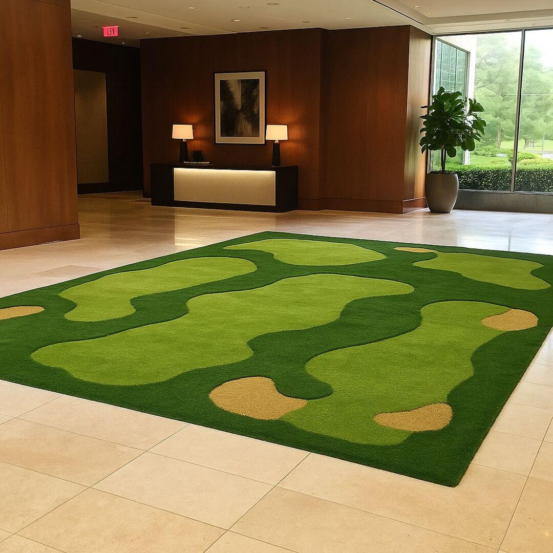 Golf Ramp Rug Hand-tufted Wool Golf Course Rug: Modern Abstract High-low Texture - Etsy