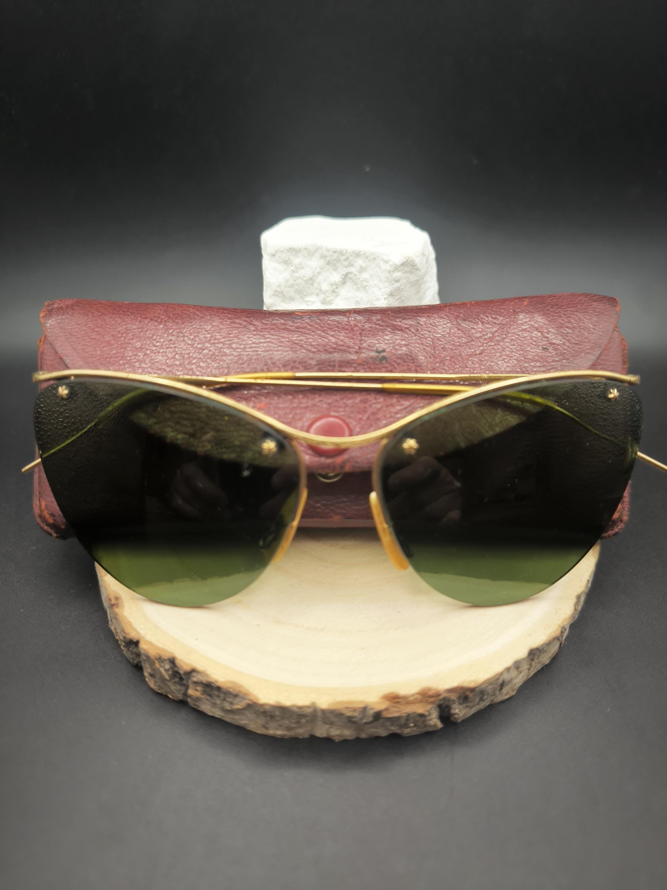 Lunettes De Soleil Vintage Papillon Années 50/60 - Monture Plastique Noir/Gris - Occasion