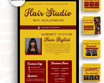 Hair Acuity Scheduling Template Hair Stylist Booking Website Hair Appointments Canva Editable Social Media Templates Hair Salon Branding DIY