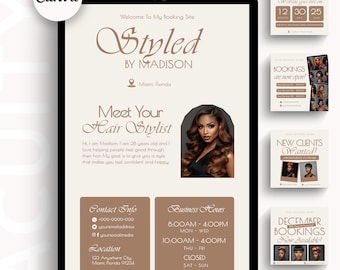 Hair Acuity Scheduling Template Canva Editable Hairstylist Booking Website Hair Salon Branding Site DIY Hair Tech Banner Design Templates