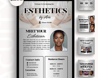 Acuity Esthetician Booking Site Acuity Canva Editable Website Acuity Scheduling Template Branding Site Acuity Esthetician Instagram Post DIY