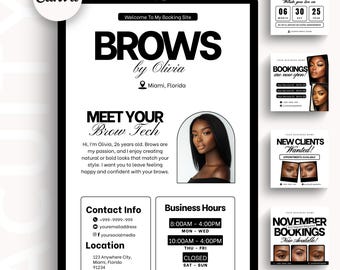 Acuity Brows Editable Scheduling Template Canva Editable Website Design for Brow Artists Acuity Scheduling Template Brow Booking Appointment