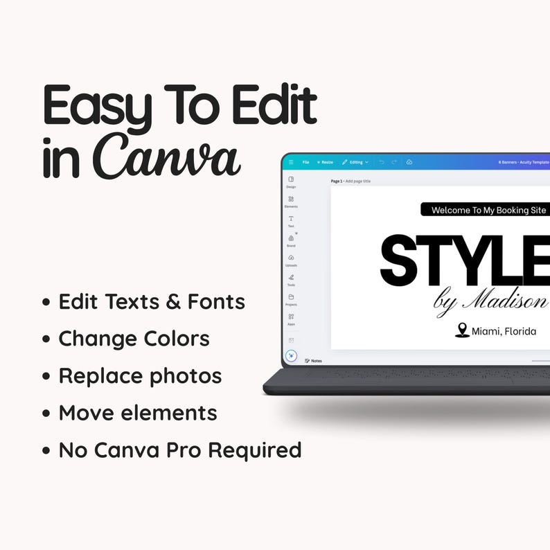 Hair Acuity Bookings Site Acuity Scheduling Template Hair Schedule Acuity Editable Hair Tech Acuity Canva Hairstylist Website Acuity Booking