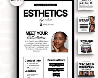 Esthetician Acuity Scheduling Template Esthetician Canva Templates Canva Acuity Website Minimalist Acuity Scheduling DIY Acuity Booking Site