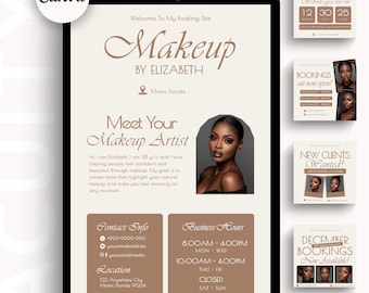 Makeup Acuity Scheduling Template MUA Editable Branding Site Design Makeup Artist Booking Website Banner DIY Makeup Acuity Canva Templates