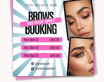 Brow Booking Flyer Template DIY Appointment Booking Flyer Brow Artist Flyer Template Canva Editable Eyebrow Specials Brow Artist Template