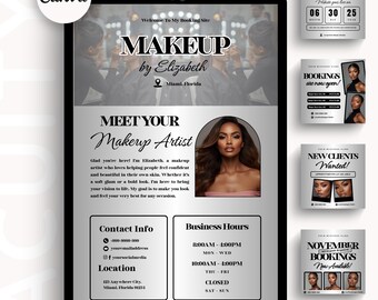 Makeup Artist Acuity Scheduling Template Minimalist Makeup Booking Website Makeup Artist Scheduling Site Canva Template MUA DIY Appointment