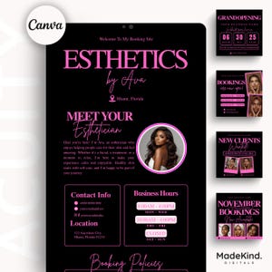 Esthetician Branding Booking Site Esthetician Acuity Scheduling Template Esthetician Canva Design for Esthetic Booking Appointment Schedule