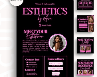 Esthetician Branding Booking Site Esthetician Acuity Scheduling Template Esthetician Canva Design for Esthetic Booking Appointment Schedule